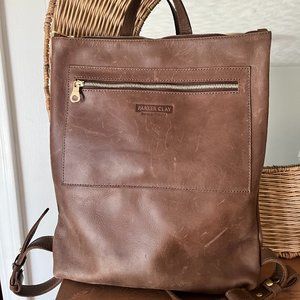 Parker clay Miramar brown leather backpack bag